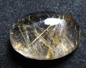 Tope Grade AAAAA - Highest Quality Golden Rutilated Quartz - Nice Clean Oval Shape Cabochon Huge Size - 28x19 mm