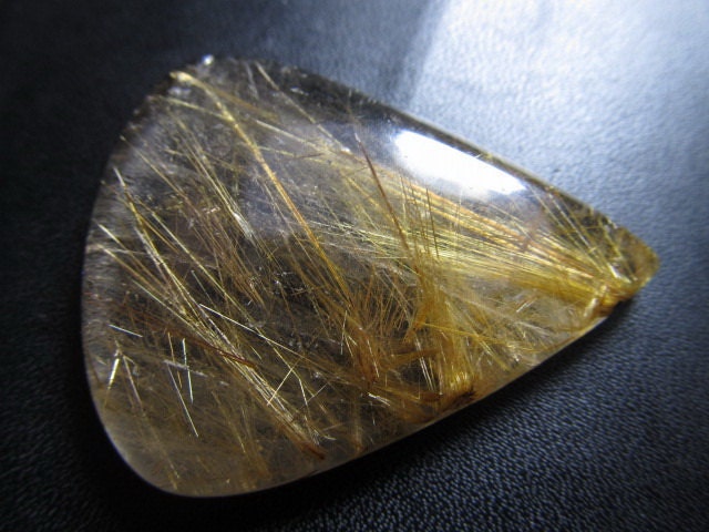 Tope Grade AAAAA - Highest Quality Golden Rutilated Quartz - Nice Clean Tear Drop Shape Cabochon Huge Size - 35x45 mm