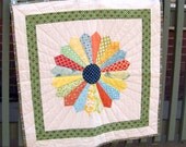 Dresden Plate Baby Quilt, Hand Quilted and Appliqued- Sunny Day