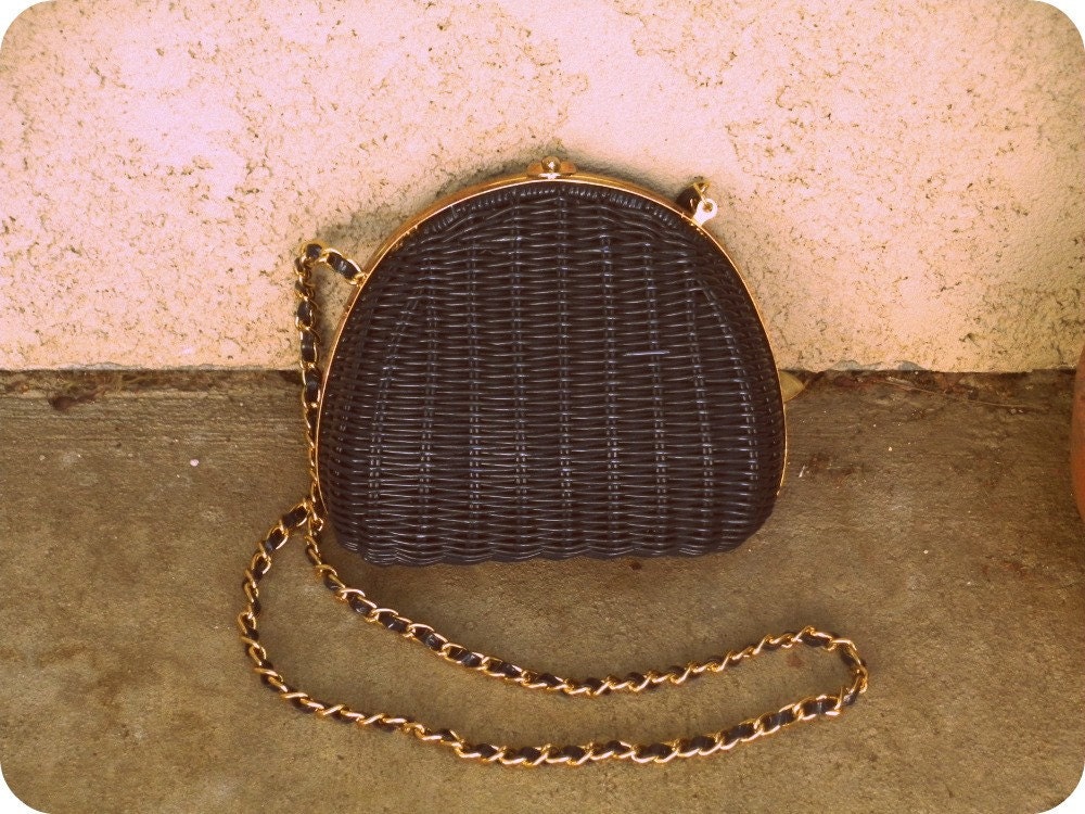 vintage WEAVED chain link strap purse