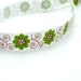 Adjustable Headband - White with Green and Brown Flowers