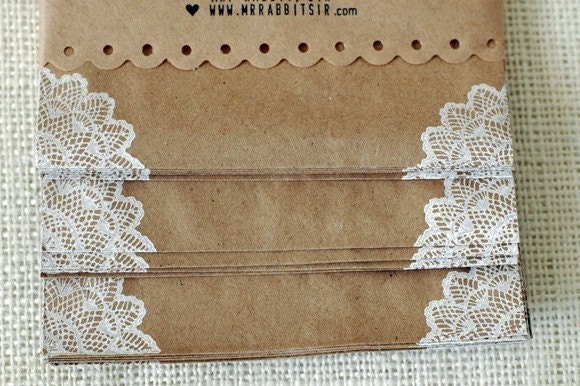 24 KRAFT BAGS with lace corners