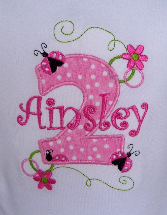 Girls' Birthday Pink Ladybug Ruffled Hem Puffy Short SleeveT-Shirt