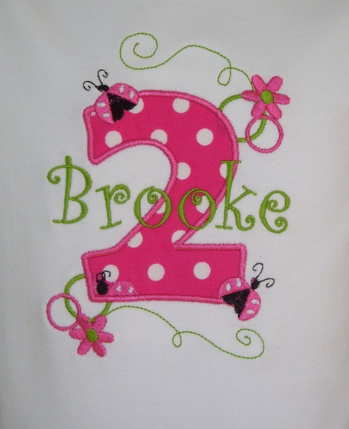 Girls' Birthday Hot Pink Ladybug Frilly Edge Short Sleeve T-Shirt