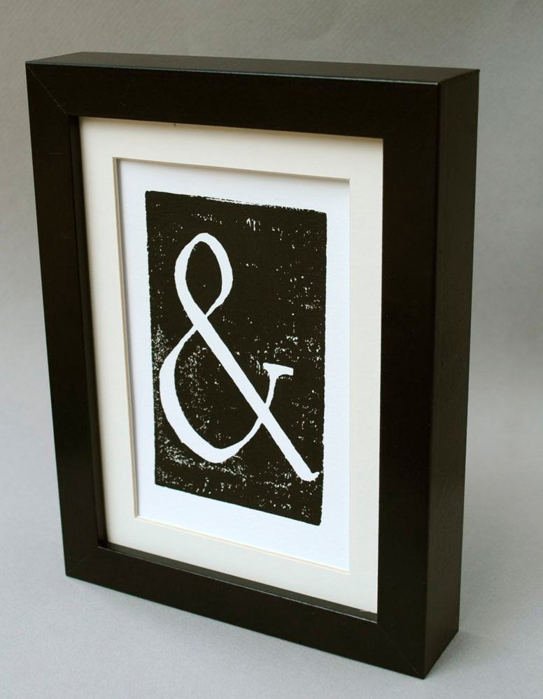 Ampersand Typography Block Print - Black and White - 5 x 7 Inches