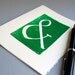 Ampersand Greeting Card, Block Print Typography Notecard in Emerald Green, 5x7 Inches