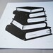Black Book Stack Linocut Print, Handpulled Literary 8x10 Block Print
