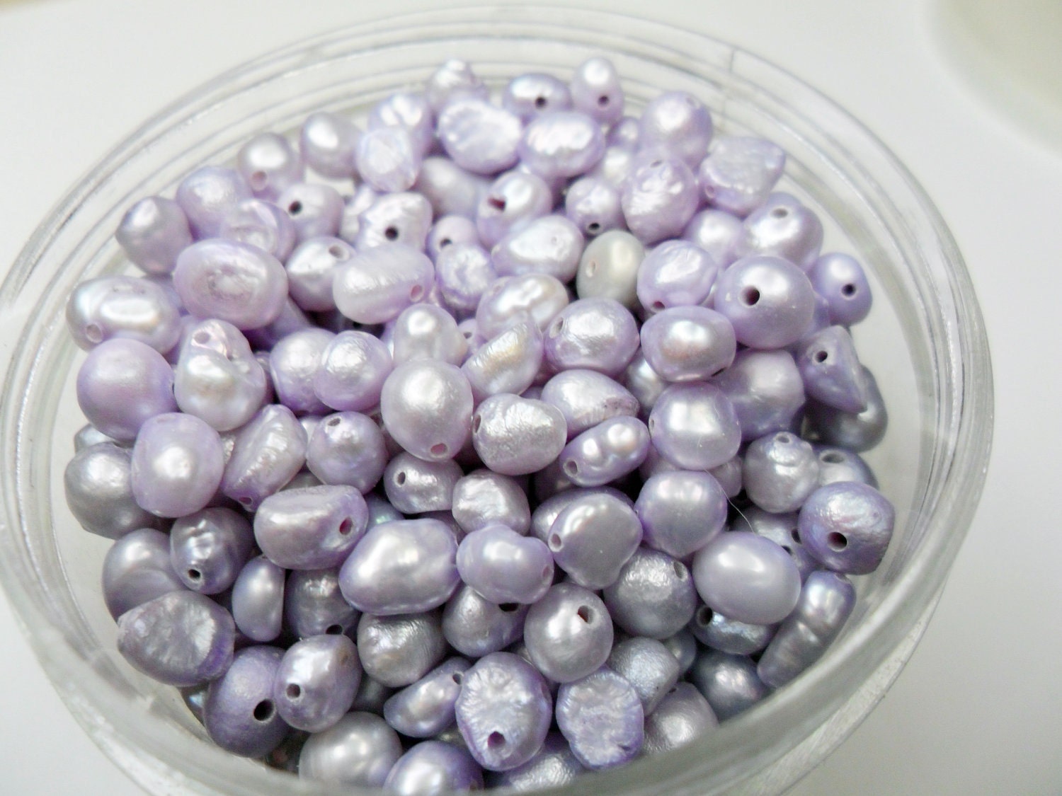 Pearls, Lavender Freshwater Pearl beads, 4-5mm, Side drilled,   45pcs - BeaconBeads