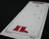 Original Ink Illustration - Red Boots and Umbrella