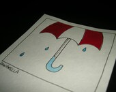 Original Ink Illustration - Red & White Umbrella