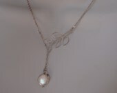 Leaf Branch Necklace - INITIAL Of YOUR CHOICE - Personalized, Hand Stamped Leaf, Coin Pearl, Wedding Jewelry,Gift, Everyday Jewelry