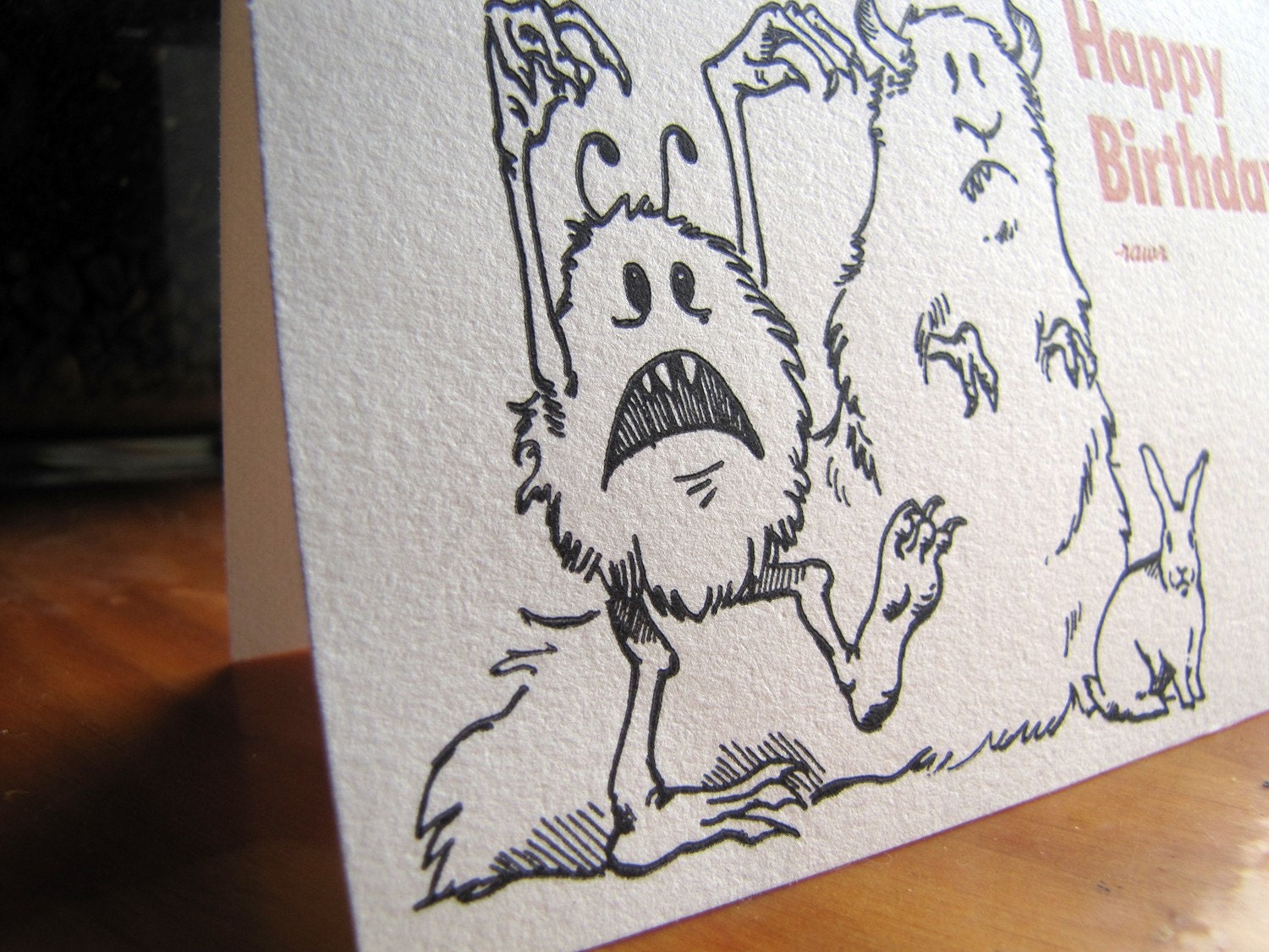 Letterpress Monster Birthday Card