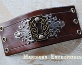 Leather Cuff - keyhole on brown leather