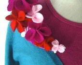 SALE -Felt Flower Brooch in Fucshia, Pink and Red shades (Ready To Ship)