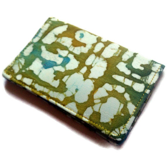 Credit Card Holder, Card Wallet, Business Card Holder - Batik Seafoam Green and Blue Ocean