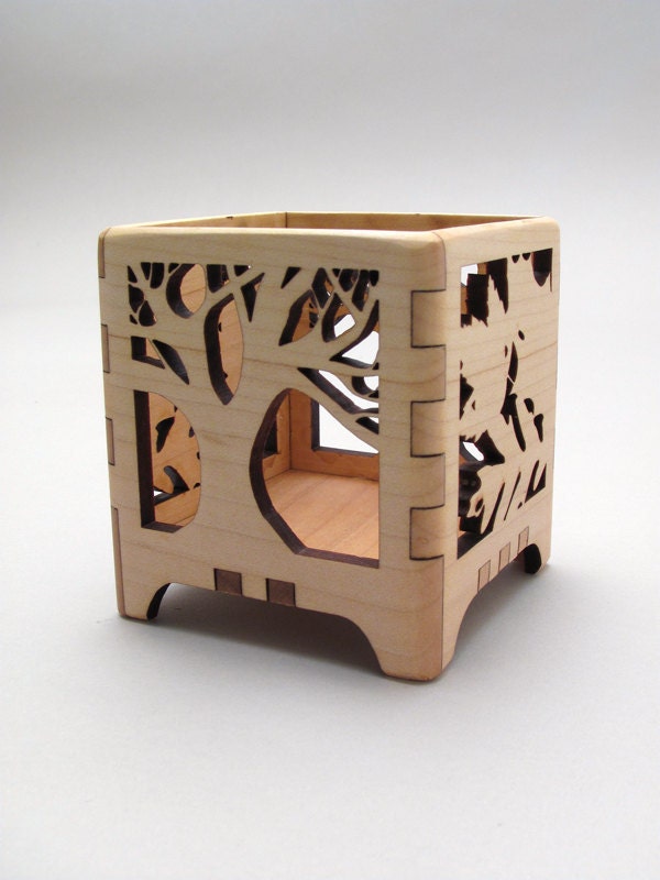 Votive Candle Holder Tree of Life in Maple - Modern Rustic Design - Sustainable Harvest Wisconsin Wood . Timber Green Woods
