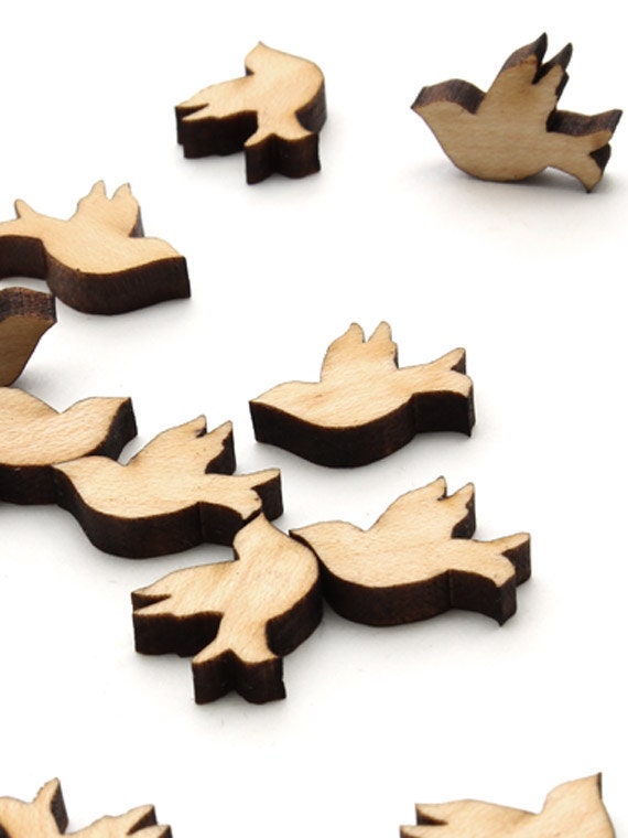 Wedding Dove Mini Charms - Itsies - Laser Cut Wood - Free Shipping . Timber Green Woods Sustainable Wood Products