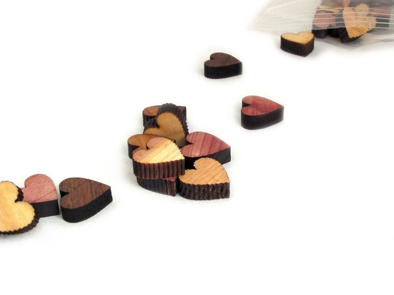 Laser Cut Mini Wooden Hearts - Free Shipping - Itsies - Heart Charms by Timber Green Woods