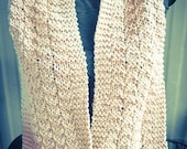 Beige Hand Knit Scarf, shawl, cowl, soft - Made by Memere
