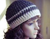 Crocheted Beanie Hat, Mottled Brown, Off White, Chunky, Warm, Crochet, Unisex - Made by Kim