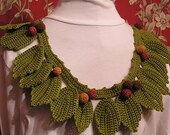 You Choose Colors Art Deco Nouveau Leaves and Berries Cotton Scarf or Belt
