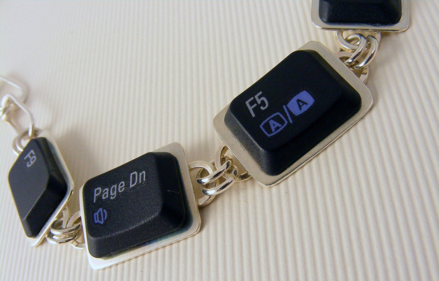 Recycled Computer keycoard Key Bracelet in Sterling Silver, handmade, pc, birthday, wedding, anniversary, gift