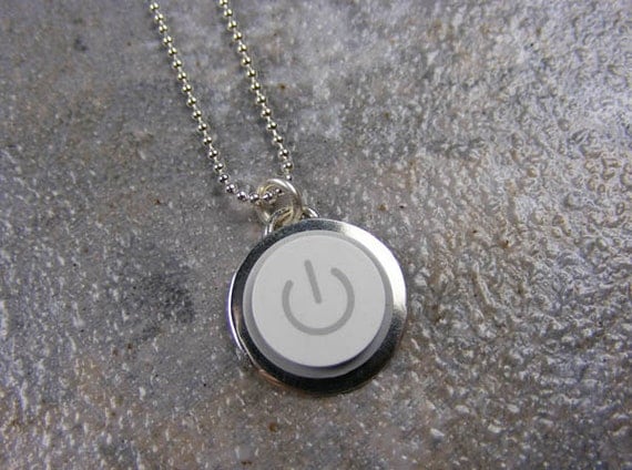 Power Up - Sterling Silver Handmade Recycled MAC Power Button Necklace