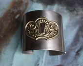 Antique Ornate Key Hole Cuff in Nickel Silver (or Brass)