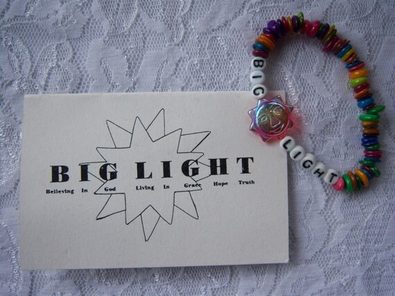 BIG LIGHT Inspirational Bracelet - Believing In God Living In Grace Hope, Truth. This bracelet makes an excellent Easter Basket stuffer