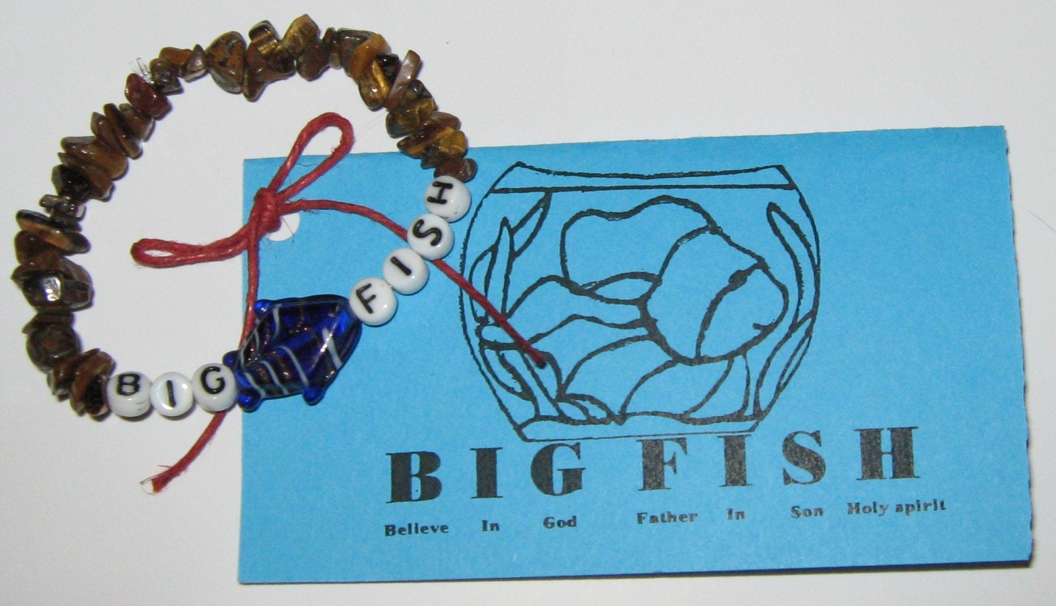 BIG FISH Inspirational Bracelet Believe In God Father In Son Holy spirit.