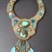 Hand embroidered Turquoise gem and bead necklace