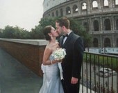 Wedding Portrait Painting - Custom commissioned hand painted 8x10 oil painting on canvas