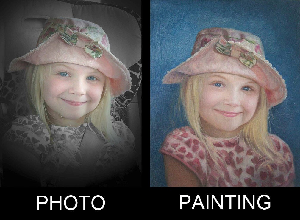 24x36 Hand Painted Oil Paint Portrait on Canvas from Your Photos