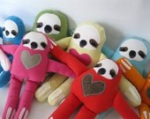 Custom Little Sloth, Plush Stuffed Animal, Pick Your Color