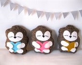 Sleepy Hedgehog Plushie - Woodland Stuffed Animal Toy with Pink Heart