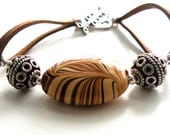 Bali Sterling Bracelet suede and glass handmade jewelry by Jewels by Trish