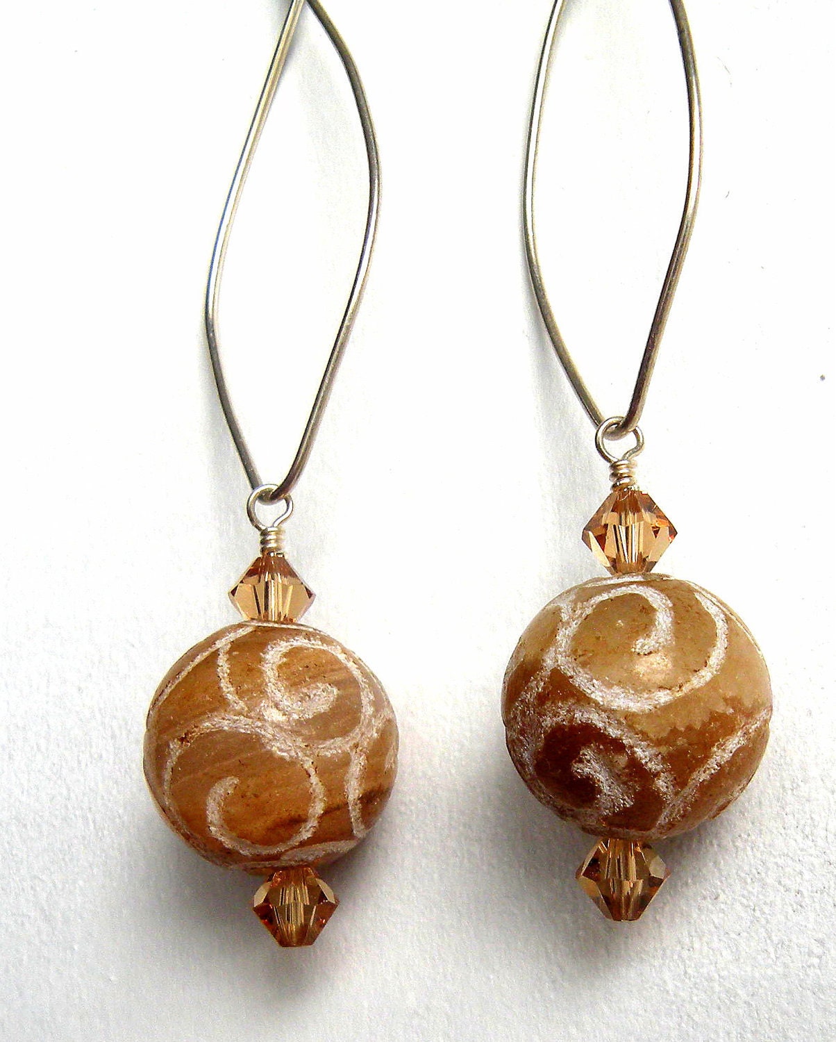 Brown and Silver Dangle Earrings Ethnic Jewelry Sterling Silver