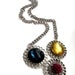Deep Jeweled Chain Necklace Deep Teal, Yellow, Fuschia Handcrafted Jewels by Trish