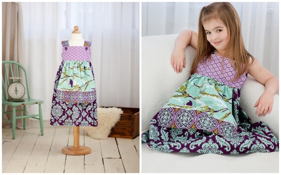 PRINTED PATTERN: Girls Charlotte Apron Dress - Original Printed Sewing Pattern - Size 6 Month through 8 Years