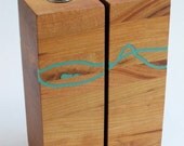 Small Cherry Vase set with teal resin inlay