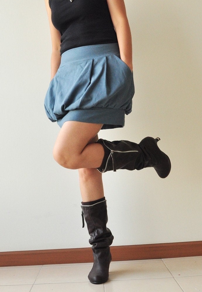 SALE 15% Tulip.... Blue Cotton Skirt - 3 Sizes Available