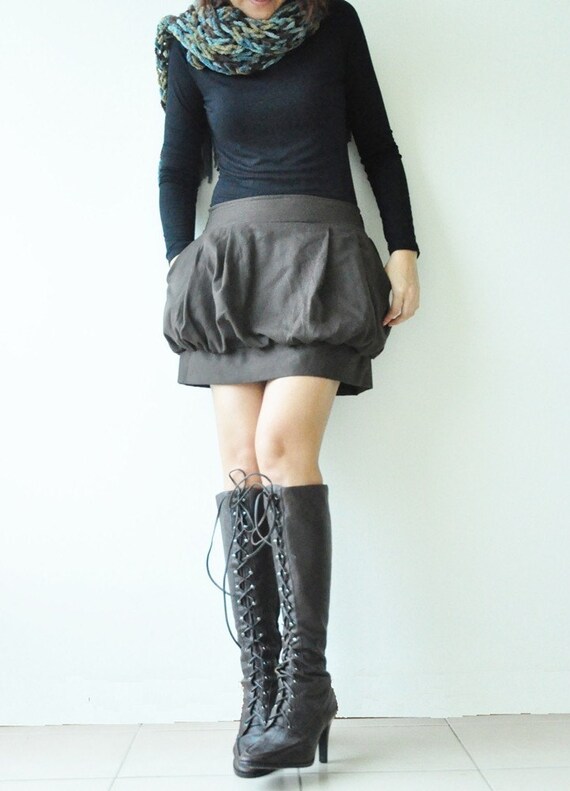 SALE 15% Tulip ...... Dark Brown Cotton Skirt- 3 Sizes Available