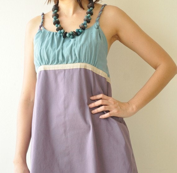 Spiral.... Purple-Blue Cotton Dress