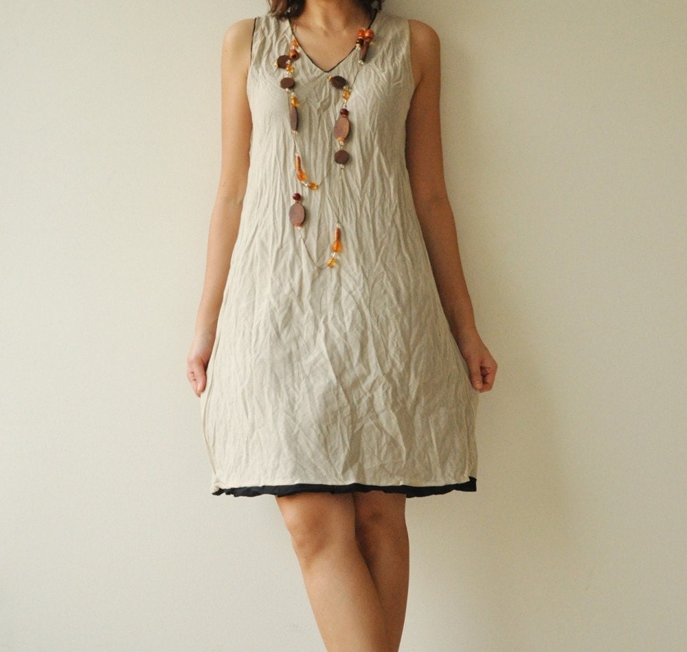 Hexagon  Part II...Black-Khaki Cotton dress