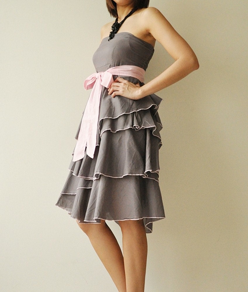 Waft ... Gray - Pink Cocktail Dress 2 Sizes Available