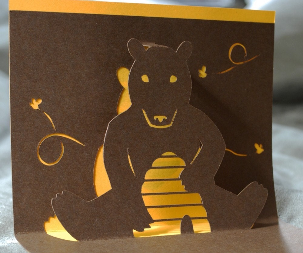 Bear and Bee Hive Pop-up Card