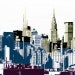 New York City Skyline - layers of towers Mid Town Manhattan building Skyline with rustic pop art graphic