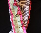 Zebra Ruffled Camera Strap Slipcover WITH Lens Cap Pocket