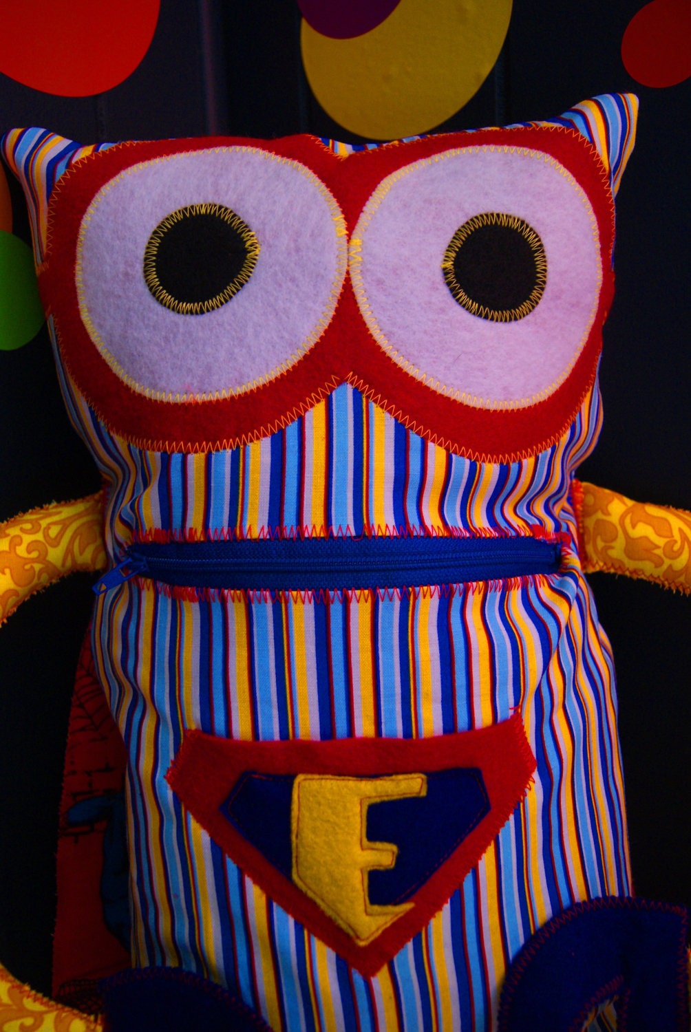 Superhero Robot Pajama PJ Sleepover Pillow with Zipper Pocket - Custom with Childs Initial and Two Favorites ex:Spiderman and Alligators