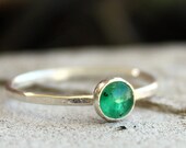 Emerald Birthstone Stacking Sterling Silver Ring